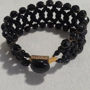 Elegant Black Mourning Bracelet, Broken but repairable clasp